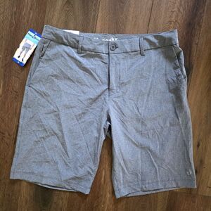 Hang Ten Mens 36 Hybrid Lightweight Stretch Quick Dry Shorts Gray Stripe Golf